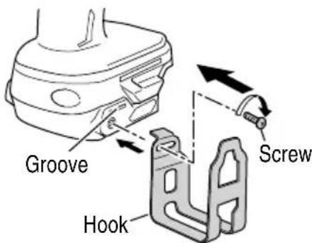 METABO WR36DB - Replacing the hook and tightening the screws. - 1