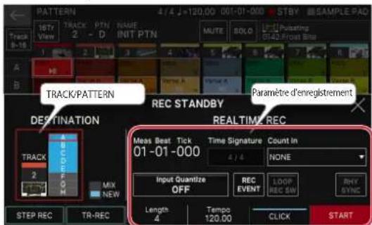 ROLAND FANTOM 8 EX - Effectuez les réglages d'enregistrement. - 1