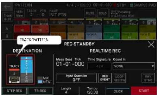 ROLAND FANTOM 8 EX - Dans , notez la piste que vous allez enregistrer. - 1