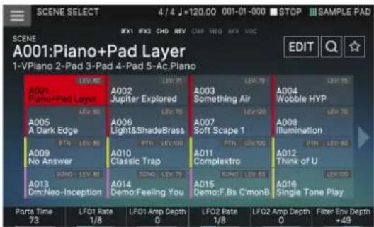 ROLAND FANTOM 8 EX - Appuyez sur le bouton [SCENE SELECT]. - 1