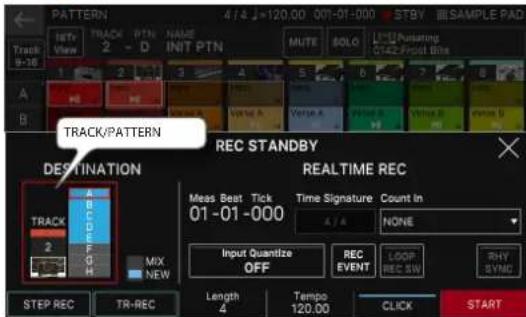 ROLAND FANTOM 8 EX - Dans , notez la piste que vous allez enregistrer. - 1