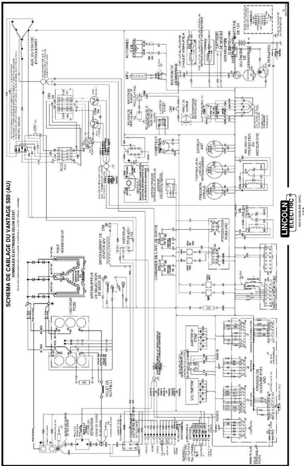 LINCOLN ELECTRIC Vantage 580 - DIAGRAMME DE CONNEXIONS DE SOUDEUSES À MOTEUR COBRAMATIC K1587-1 - 3