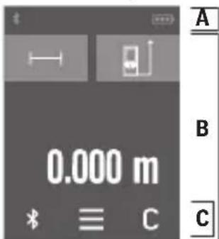 BOSCH AdvancedDistance 50C - Dokunmatik ekranın kullanılması - 1