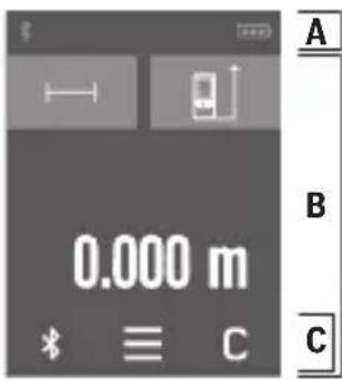 BOSCH AdvancedDistance 50C - Utilização do ecrã tátil - 1