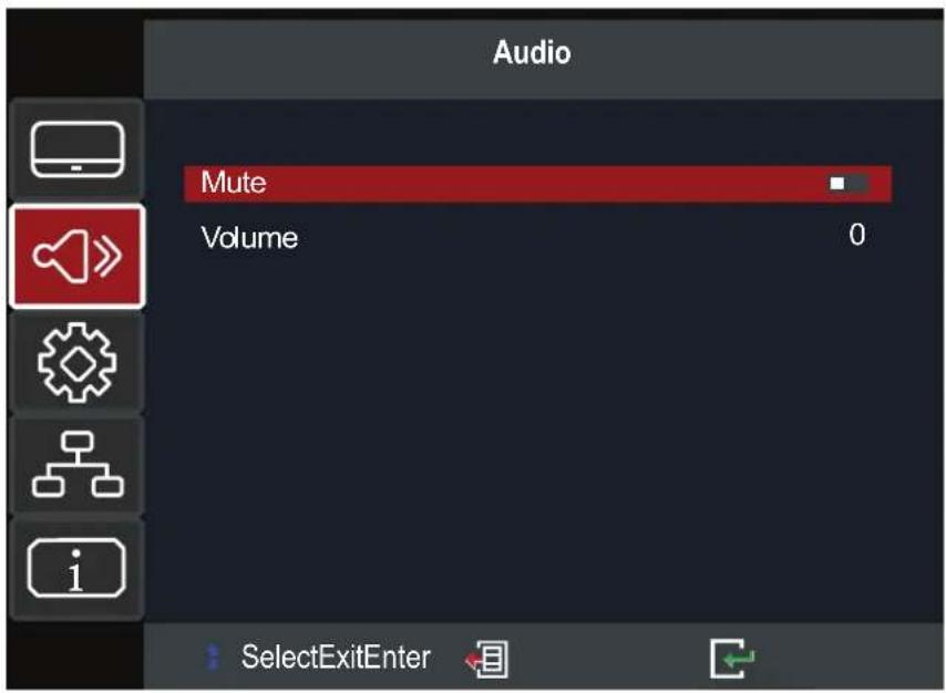 Audio Mute Volume 0 SelectExitEnter