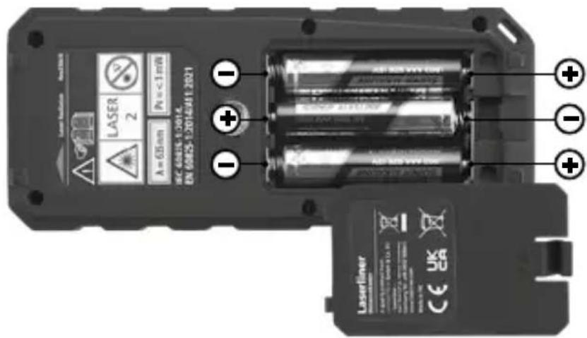 Laserliner DistanceMaster 50 - Inserting batteries - 1