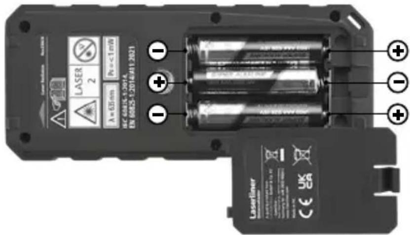 Laserliner DistanceMaster 50 - Zakladanie baterii - 1