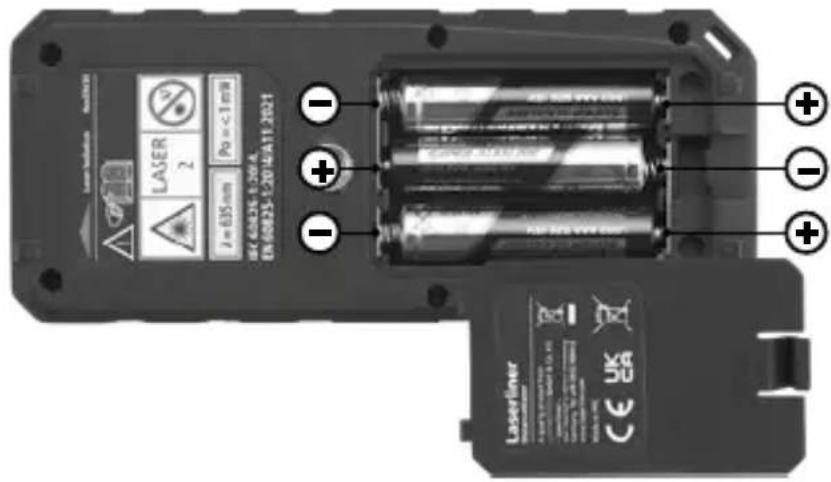 Laserliner DistanceMaster 50 - Mise en place des piles - 1