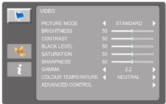 AG Neovo SC-2203 - Menu VIDÉO - 1