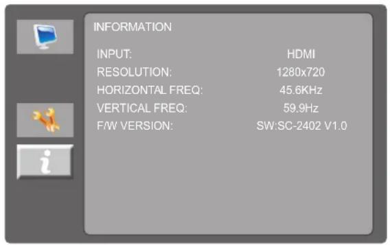 AG Neovo SC-2203 - Menu INFO - 1