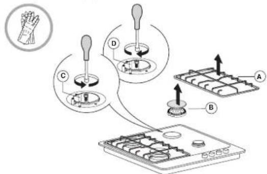 WHIRLPOOL TGML 660 NB - ÎNLOCUIREA INJECTOARELOR (consultați tabelul de injectoare din Instructiuni privind siguranța) - 1