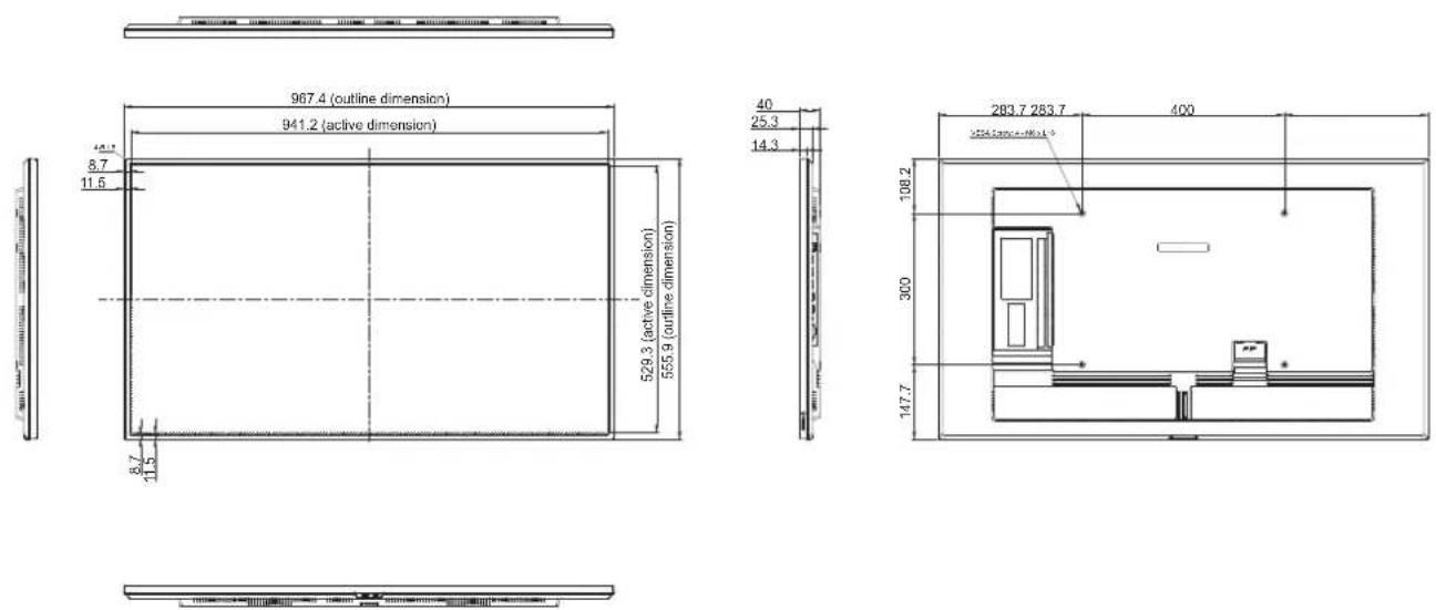 AG Neovo NSD-6503 - Dimensions de l'écran - 2
