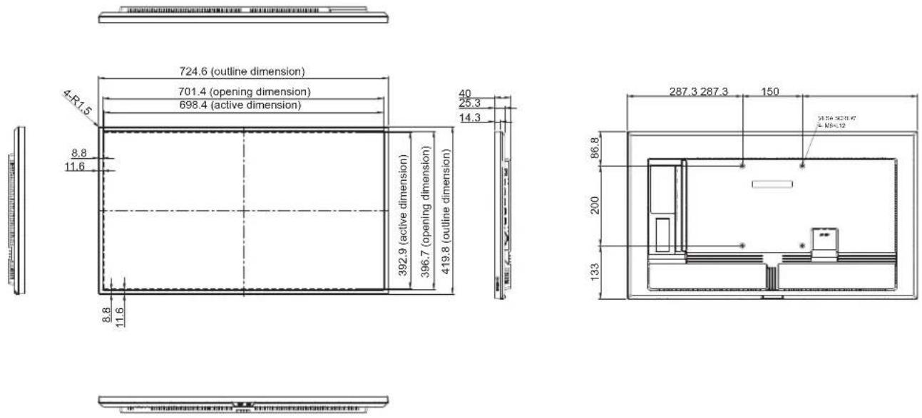 AG Neovo NSD-6503 - Dimensions de l'écran - 1