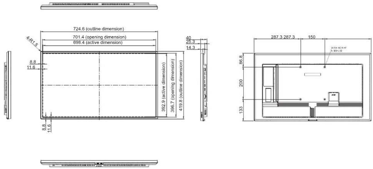 AG Neovo NSD-3203 - Dimensions de l'écran - 1