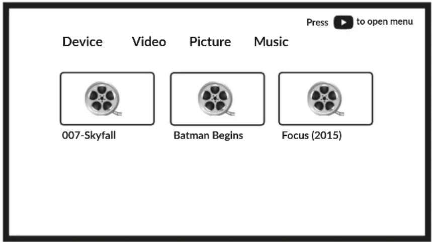 Press to open menu Device Video Picture Music 007-Skyfall Batman Begins Focus (2015)