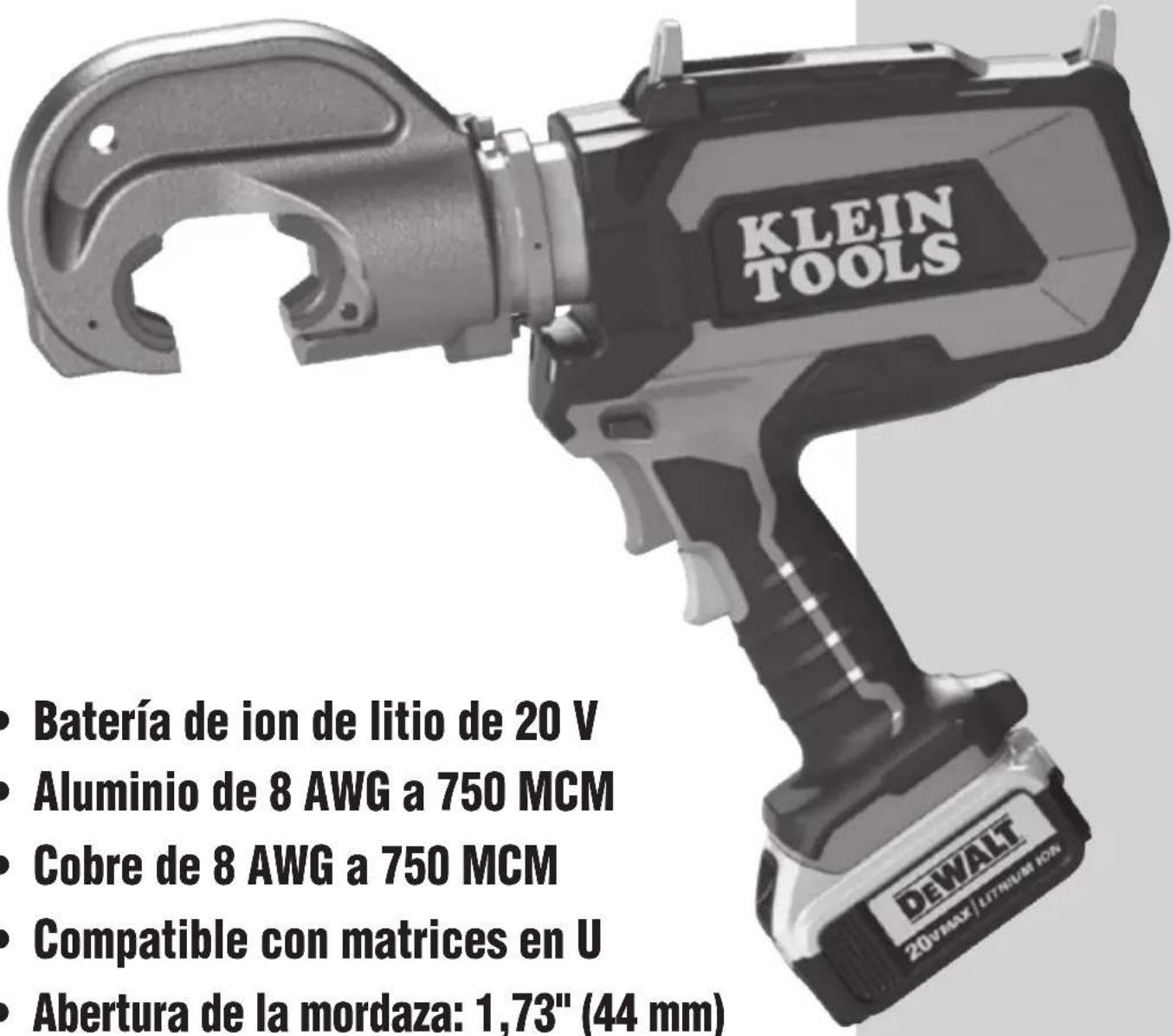 Klein Tools BAT20-12T165 - Ponchadora de cables a batería de 12 toneladas de fuerza - 1