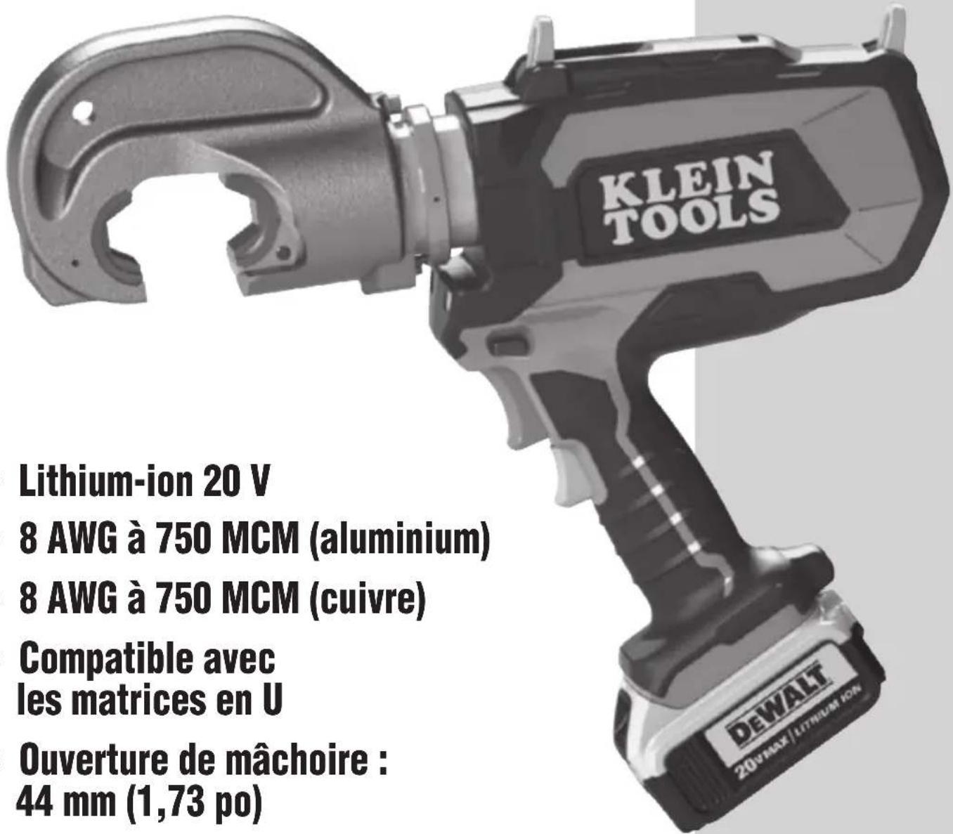 Klein Tools BAT20-12T165 - Pince à sertir les câbles 12 tonnes à piles - 1