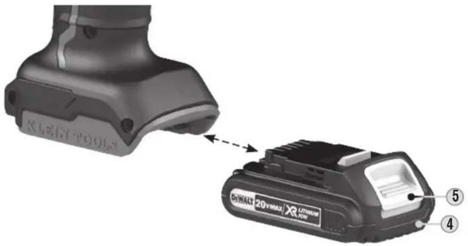 Klein Tools BAT20GD10 - INSÉRER ET RETIRER LE BLOC-PILES - 1