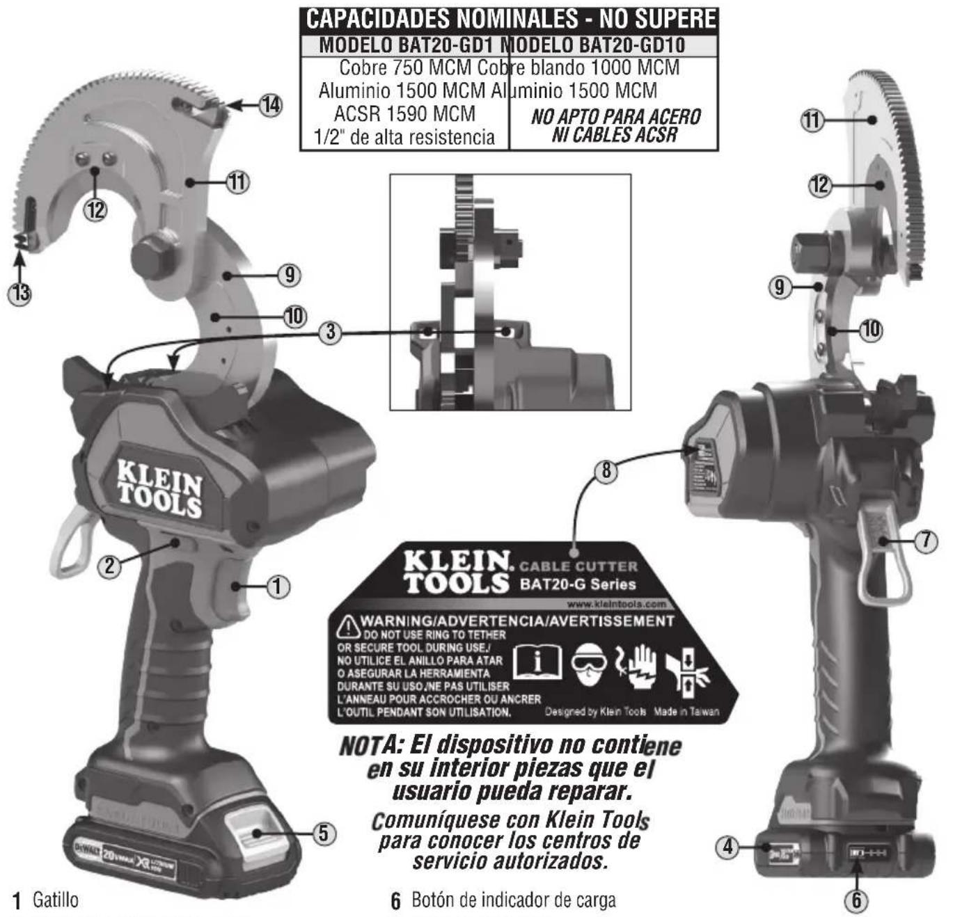 Klein Tools BAT20GD10 - DETALLES DE LAS CARACTERÍSTICAS - MODELOS DE MORDAZAS CERRADAS - 1