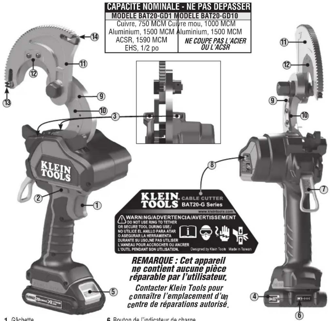 Klein Tools BAT20GD14H - CARACTÉRISTIQUES DÉTAILLÉES – MODÈLES À MÂCHOIRE FERMÉE - 1