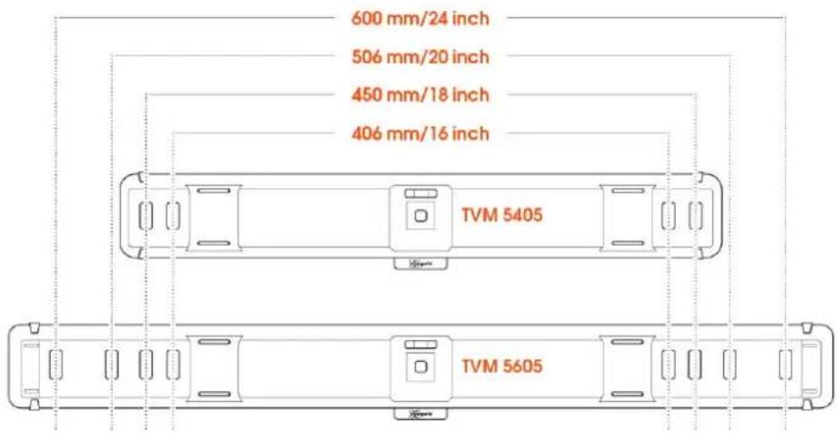 600 mm/24 inch 506 mm/20 inch 450 mm/18 inch 406 mm/16 inch TVM 5405 TVM 5605