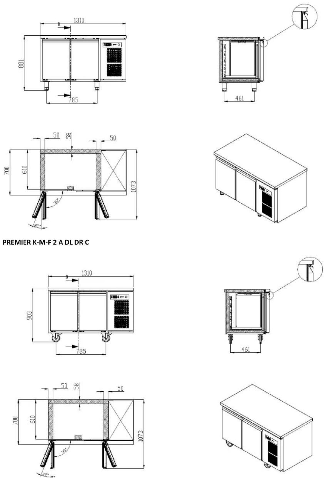 GRAM Premier F 2 A DL DR L E - DIMENSIONS OF THE DEVICES - 1