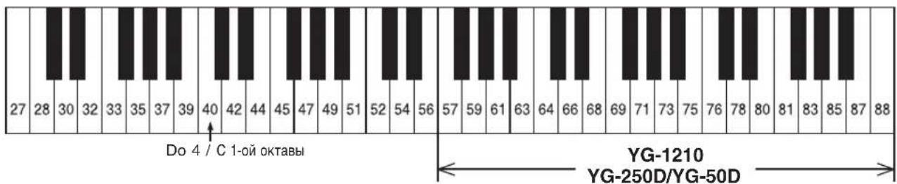 YAMAHA YG-50D - ● Tessiture / Диапазон шкалы - 1