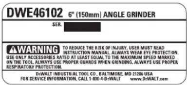 DEWALT DWE46101 - REPLACEMENT GRATUIT DES ÉTIQUETTES - 1