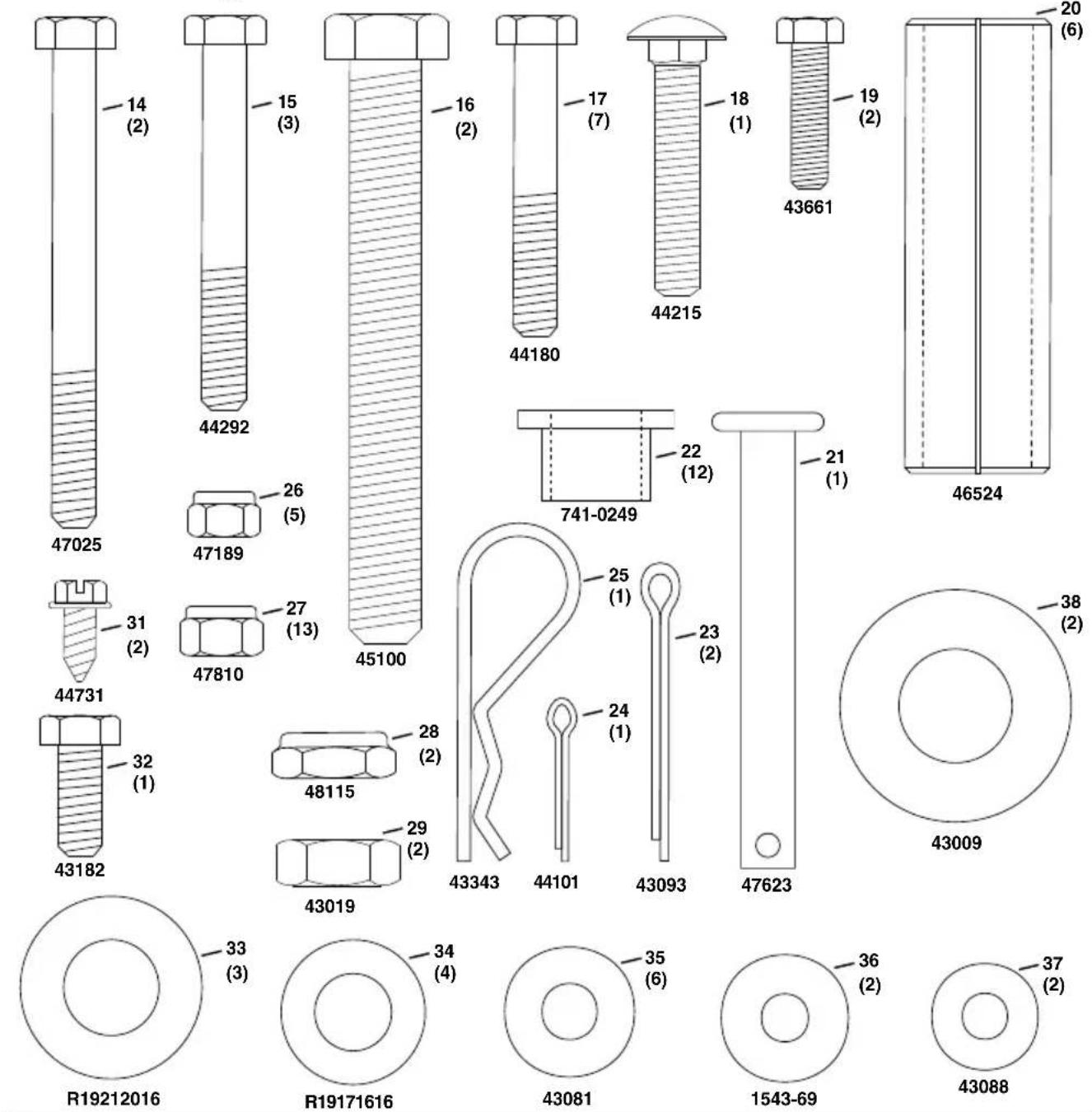 Craftsman CMXGZBF71243311 - HArDWAre PACKAGE COntentS - 1
