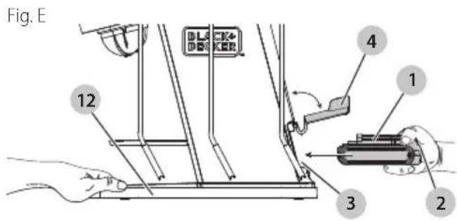 BLACK & DECKER BCHB101 - Instalación y desinstalación de Paquete de batería (Fig. E) - 1
