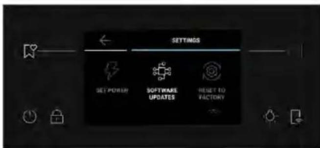 SETTINGS SET POWER SOFTWARE UPDATES RESET TO FACTORY