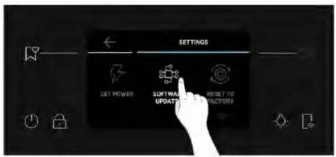SETTINGS SET POWER SOFTWARE UPDATE RESET TO FACTORY