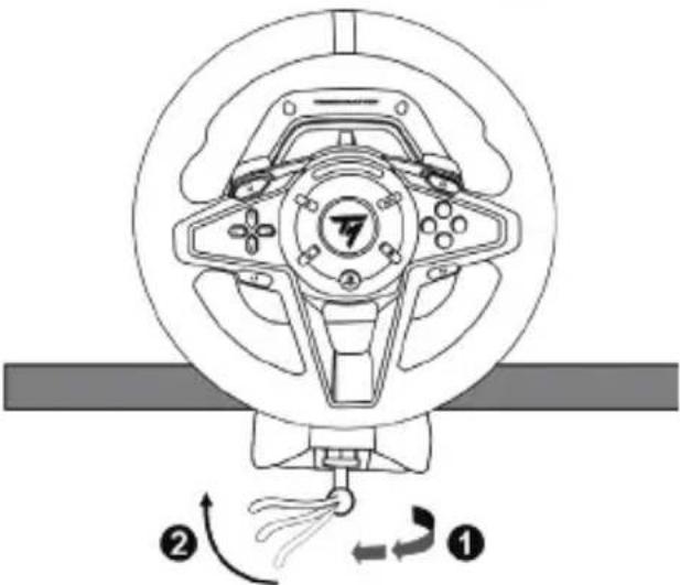 THRUSTMASTER T128 - 將方向盤固定到檯面或桌面上 - 4