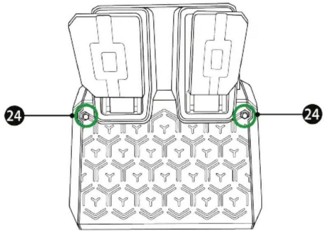 THRUSTMASTER T128 - 将踏板组固定到支座上或驾驶舱上 - 1