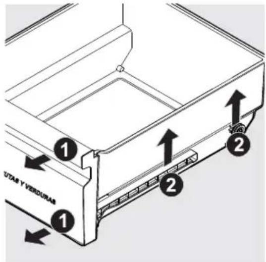 IKEA STJÄRNSTATUS 405.222.86 - Para retirar el cajón para frutas y verduras para limpiarlo: - 1