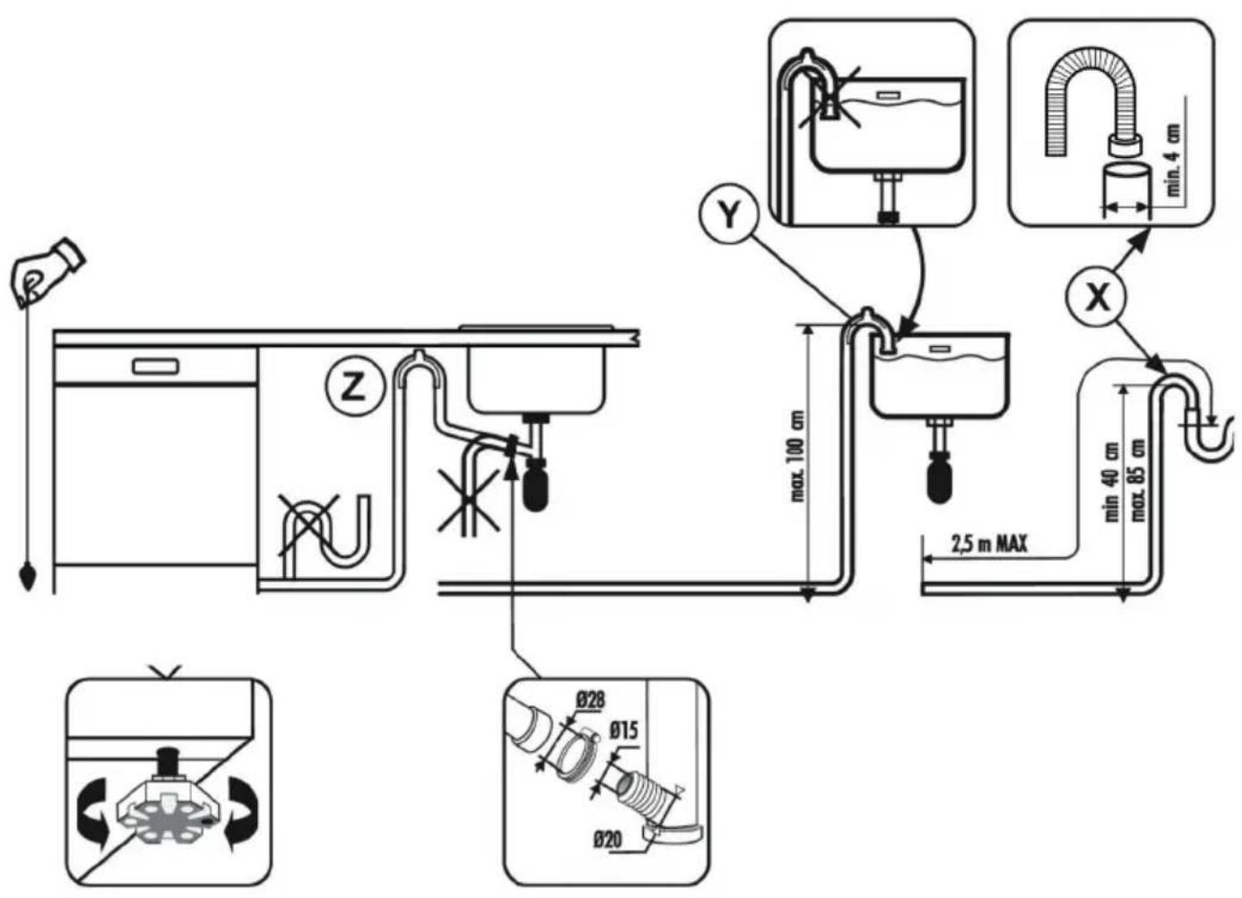 IKEA ÖSTVEDA 005.681.44 - Connecting the outlet hose - 1