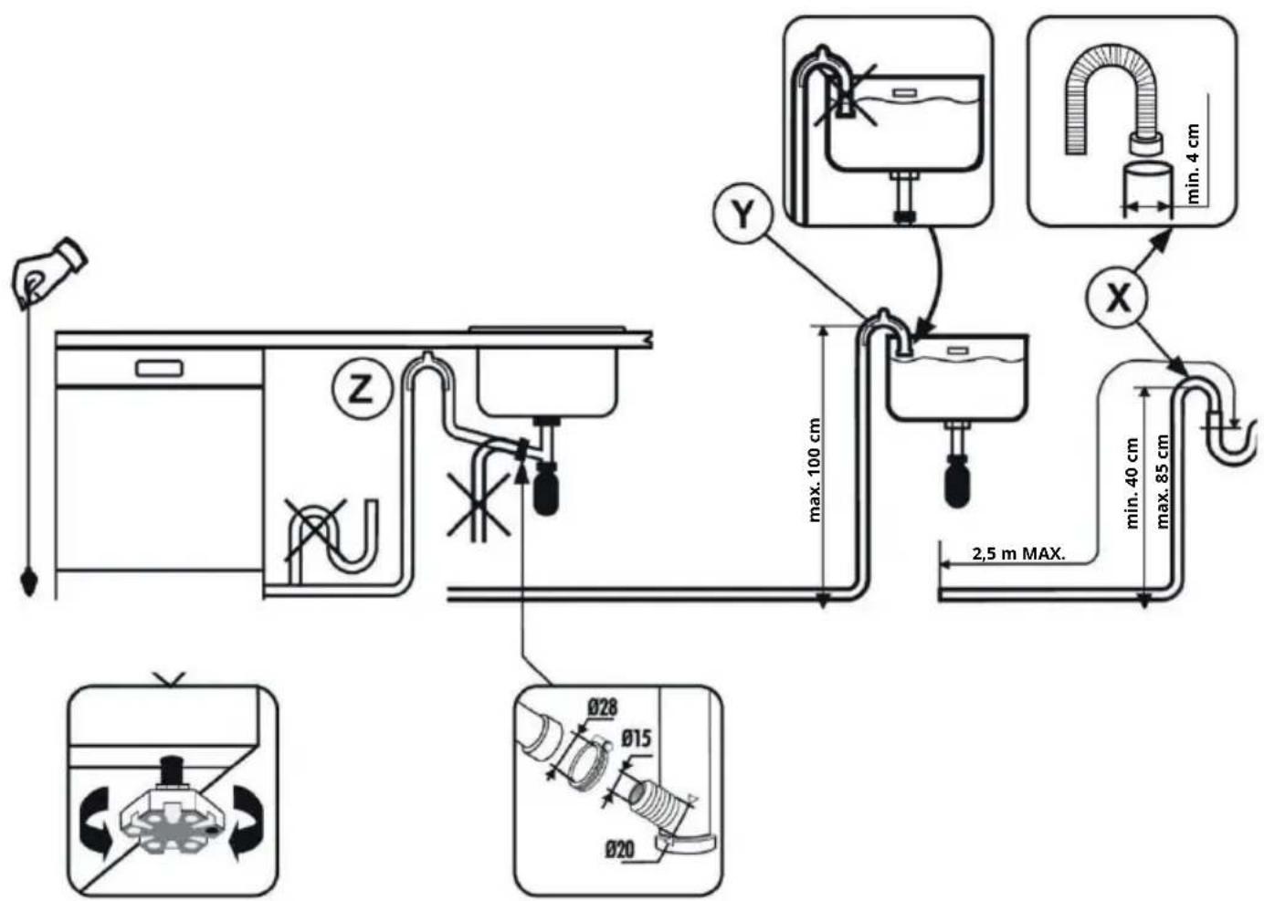 IKEA ÖSTVEDA 005.681.44 - Anschließen des Abflussschlauchs - 1