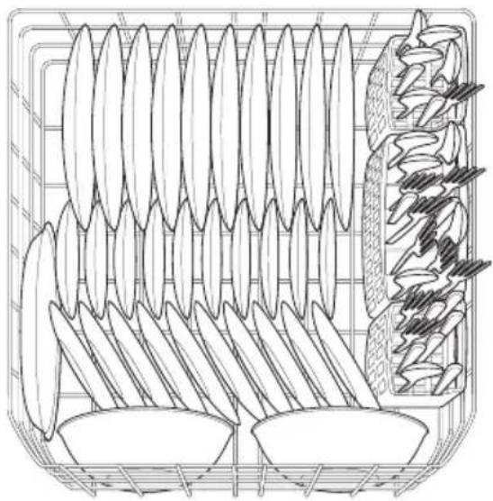 IKEA LAGAN 804.621.67 - Carga del portaplatos inferior Las características y el aspecto de los portaplatos y la canasta de cubiertos pueden variar según el modelo. - 1