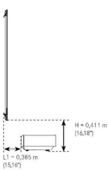 H = 0,411 m (16,18") L1 = 0,385 m (15,16")