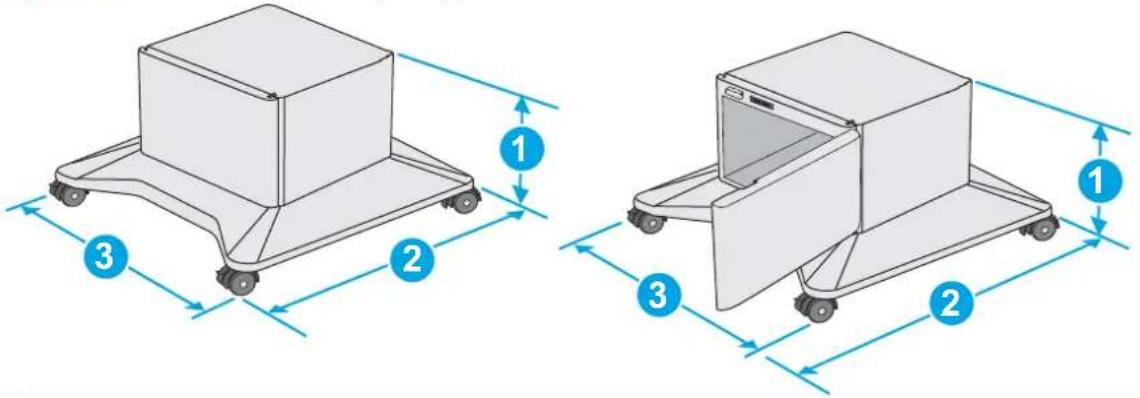 HP LaserJet Managed MFP E52545 - Dimensions de l'imprimante - 3