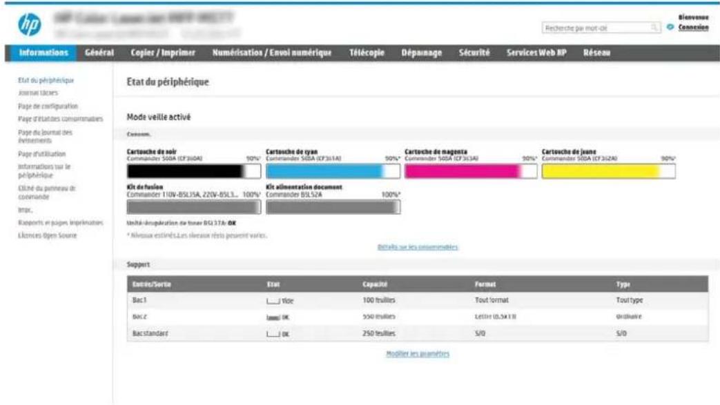 HP LaserJet Managed MFP E52545 - Etape 1 : accès au serveur Web intégré HP - 2