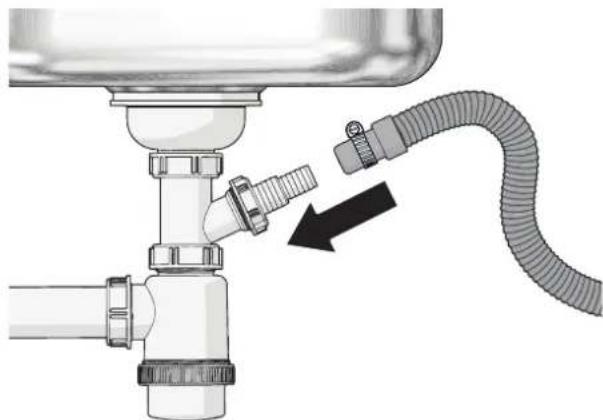 Wisberg WBWM1400A9WNB - CONNECTING THE DISCHARGE HOSE TO A SIPHON - 1