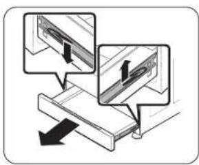 SAMSUNG NSI6DG9100SR - Extracción y recolocación del cajón de almacenamiento - 1