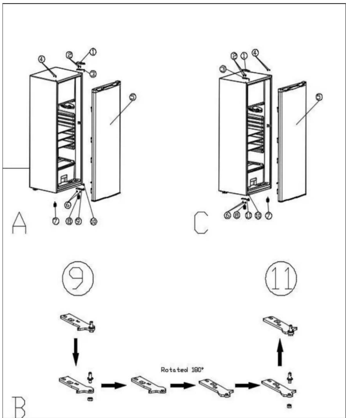 FRIGELUX R4TT140XE - Door reversal instructions - 1