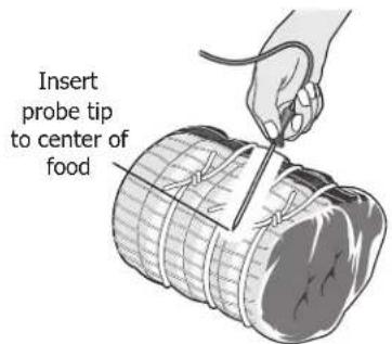IKEA GRUNDLÄGGA 304.620.42 - Proper placement of probe in food. - 1