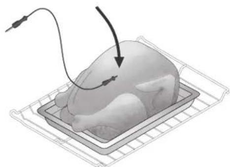 IKEA GRUNDLÄGGA 804.620.49 - Proper placement of probe in food. - 2