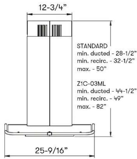 Zephyr ZML-E42CG - Hood Specifications - 2