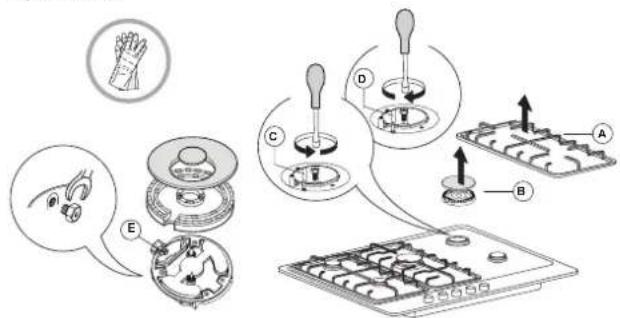 WHIRLPOOL GMWL 728/IXL - REPLACING THE INJECTORS (see the injector table in the Safety instructions) - 1