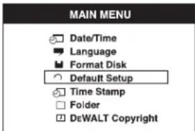 DEWALT DCT411 - Oletusasetuksien palauttaminen [DEFAULT SETUP] - 1