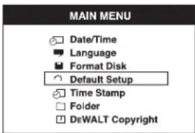 DEWALT DCT411 - Alterar a configuração predefinida [DEFAULT SETUP] - 1